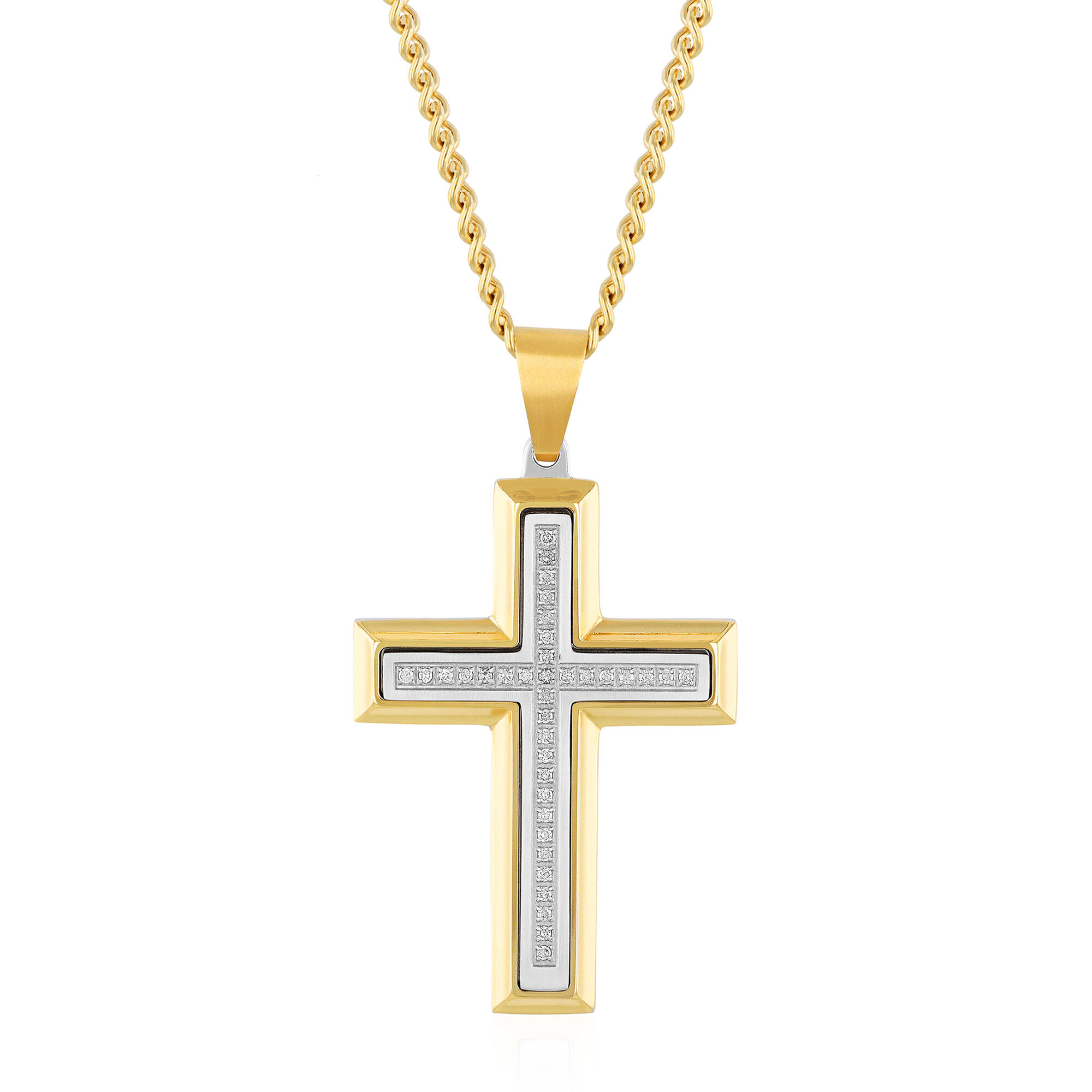 Onyx Cross Pendant in 14K Yellow Gold | Helzberg Diamonds