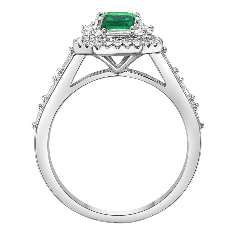 Emerald-Cut Emerald &amp; Diamond Ring in 18K White Gold &#40;3/4 ct. tw.&#41;