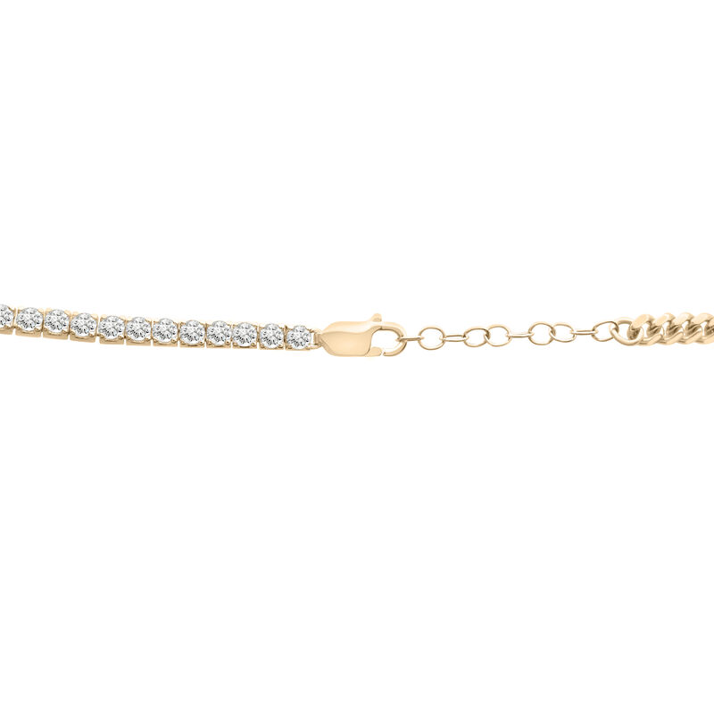 Lab-Created White Sapphire Tennis and Curb Link Necklace in Vermeil