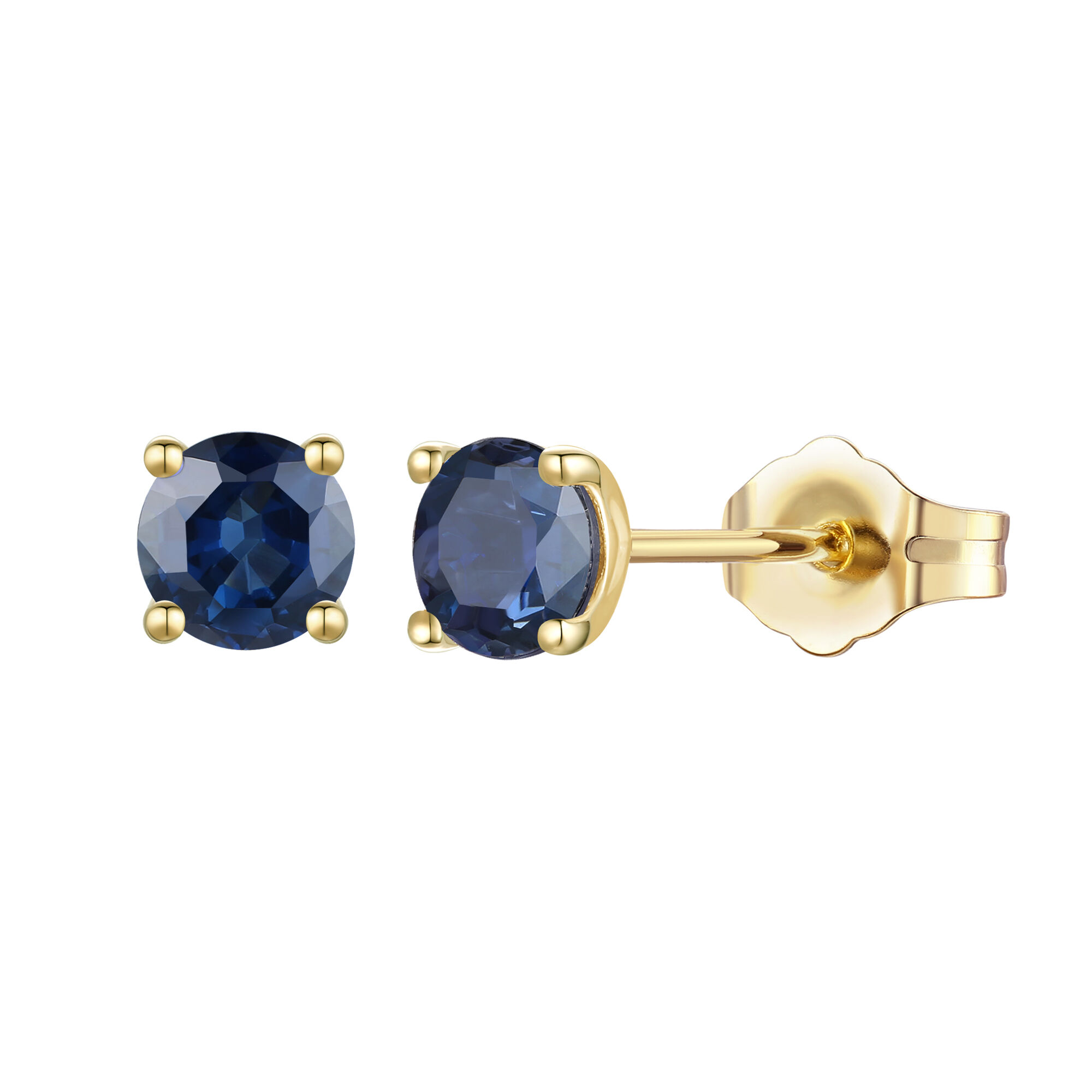 14k Yellow Gold Stud Earrings With 0.23 carats Sapphire & 0.429