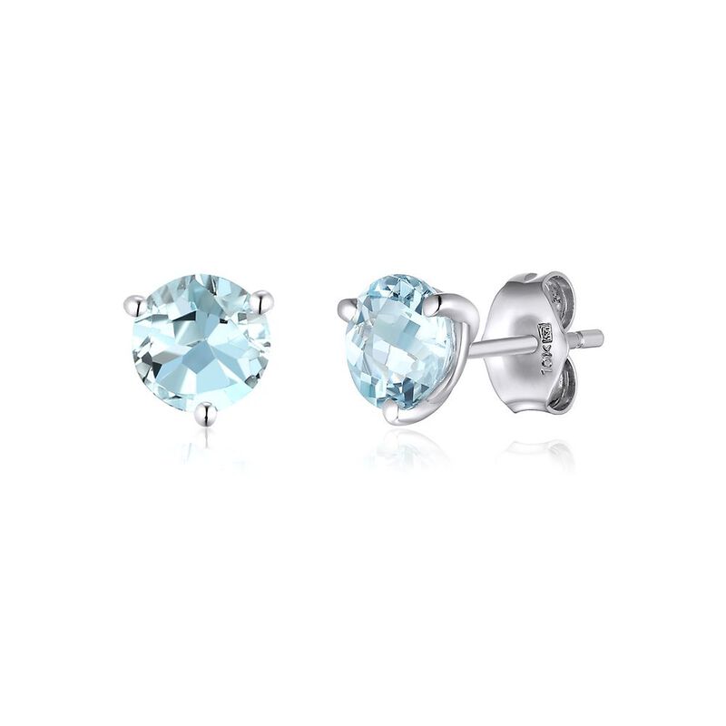 Aquamarine Stud Earrings in 10K White Gold | Helzberg Diamonds
