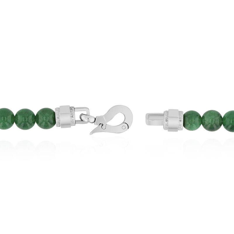 Men&#39;s Jade Bead Bracelet in Stainless Steel