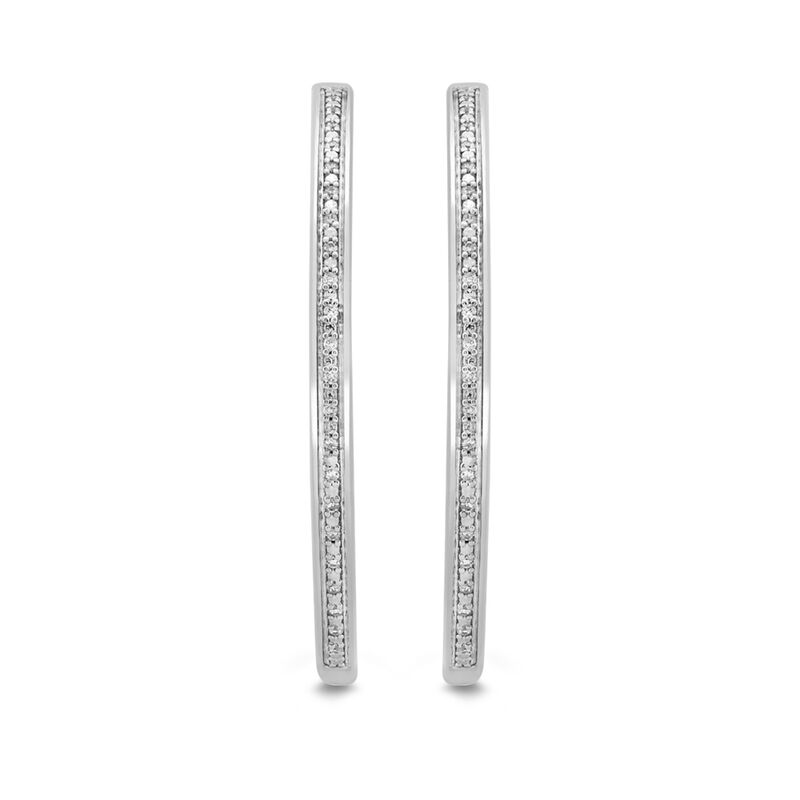 Faux Channel-Set Diamond Hoops in Sterling Silver