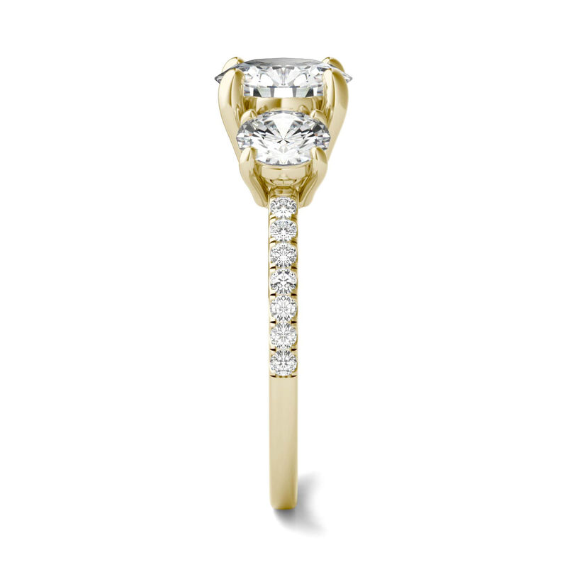 Forever One™ Moissanite Three-Stone Ring in 14K Yellow Gold (2 1/7 ct. tw.)