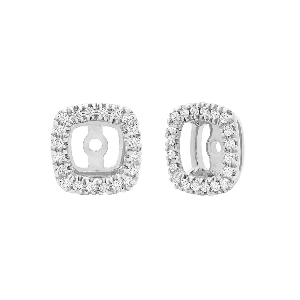 Cushion-Shaped Diamond Earring Jackets in 10K White Gold