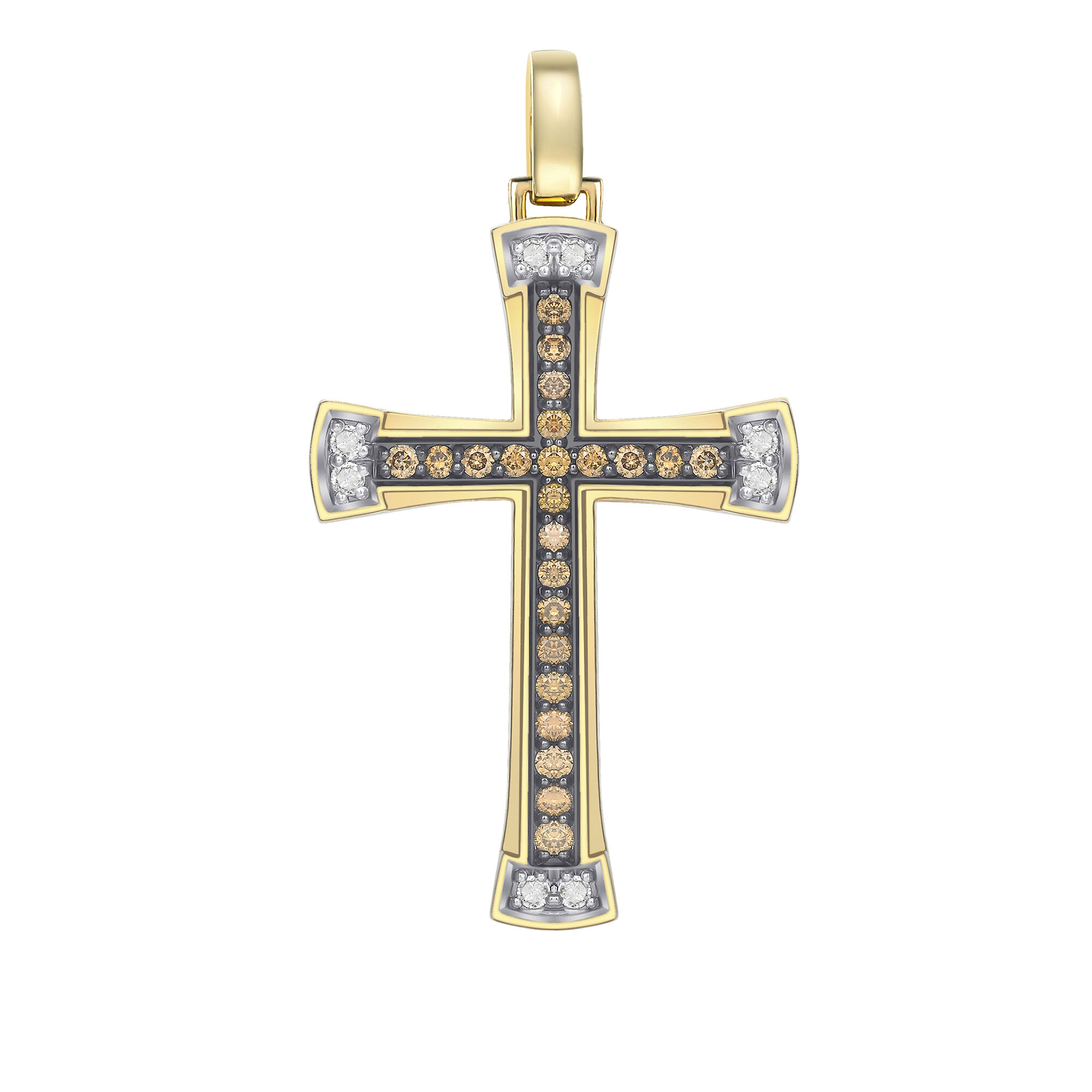 Black Cross Pendant in Black Enamel & Sterling Silver