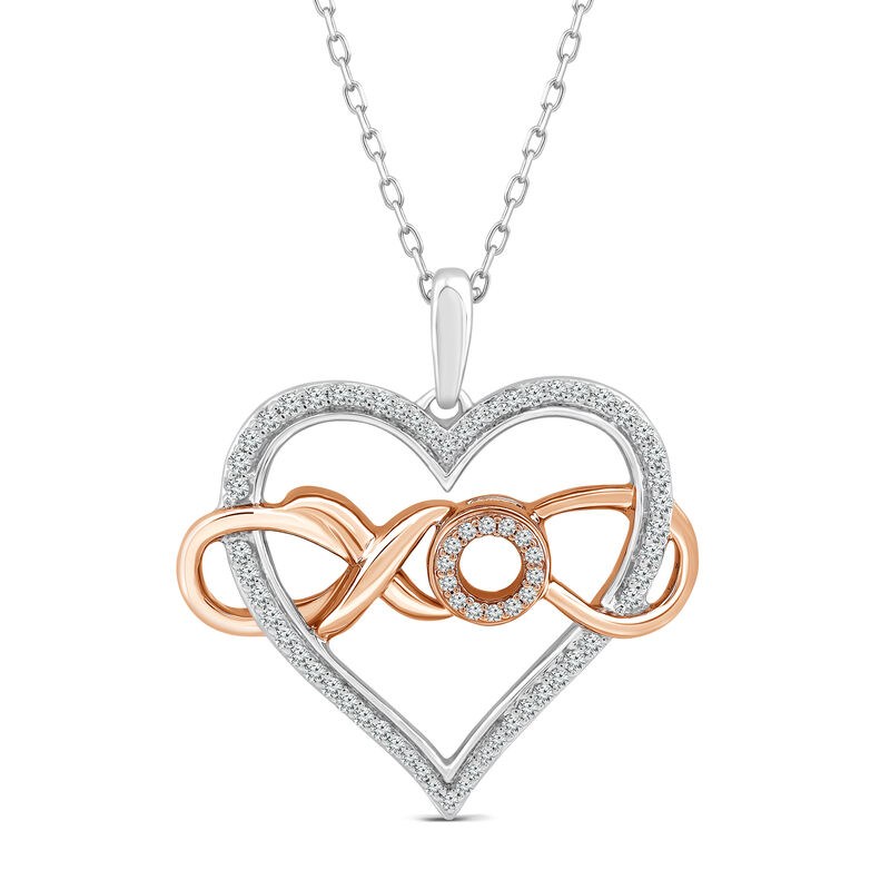 Diamond Heart Pendant in Sterling Silver &amp; 10K Rose Gold &#40;1/5 ct. tw.&#41;