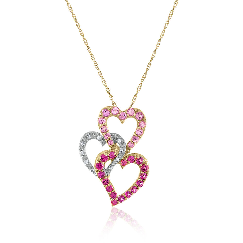 Diamond & Pink Tourmaline Heart Pendant