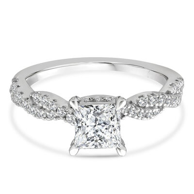 Lab Grown Diamond Princess-Cut Engagement Ring in 10K White Gold (1 ct. tw.)