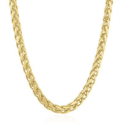 Men's Wheat Chain in Vermeil, 5MM, 22