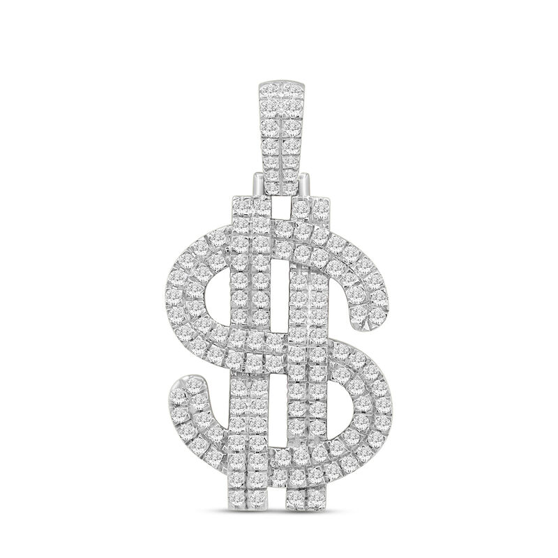 Lab Grown Diamond Dollar Sign Charm in 10K White Gold &#40;2 1/2 ct. tw.&#41;