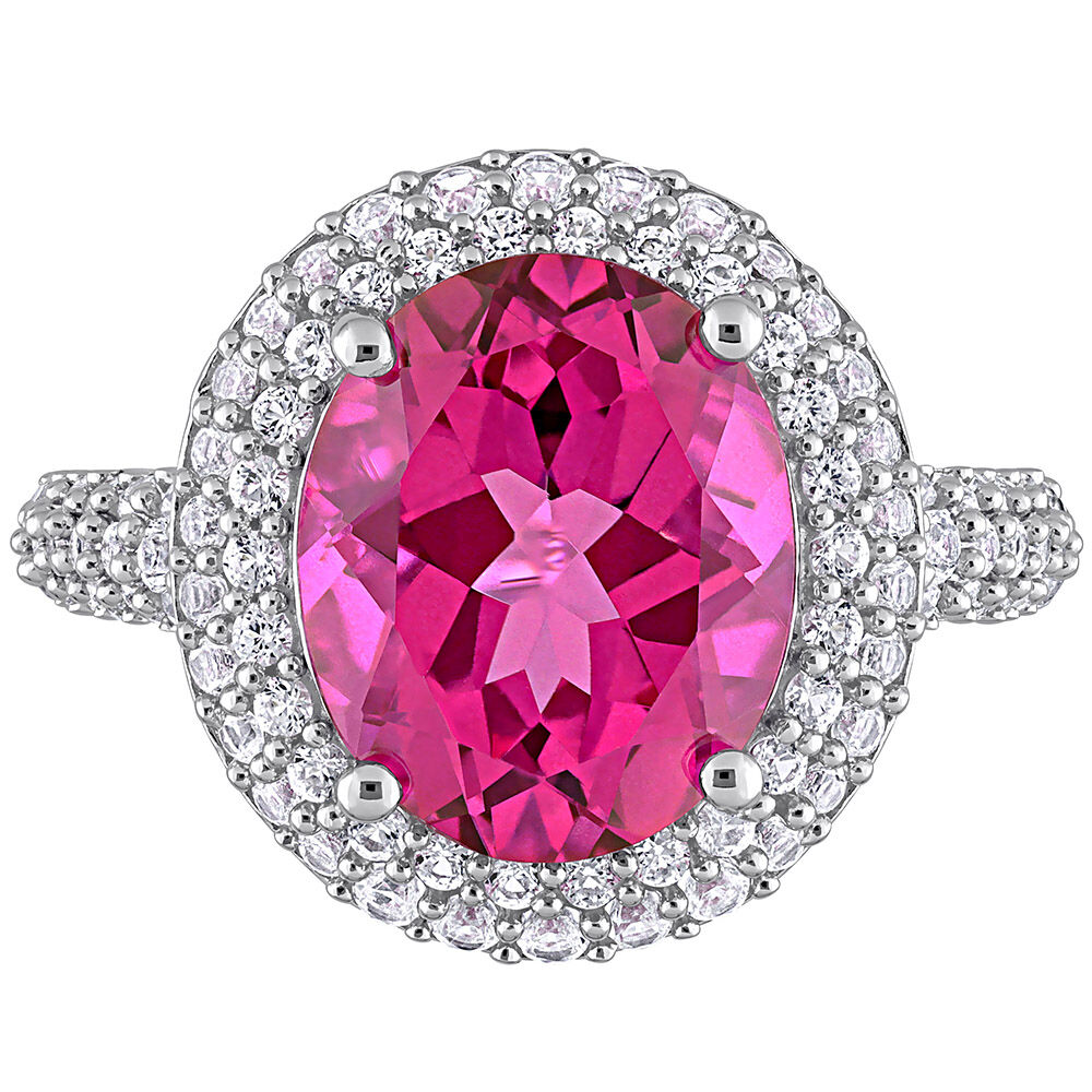 Pink Topaz & Lab Created White Sapphire Ring