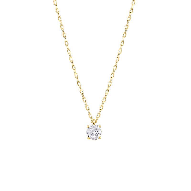 Round Lab Grown Diamond Solitaire Pendant in 10K Yellow Gold &#40;3/8 ct. tw.&#41;
