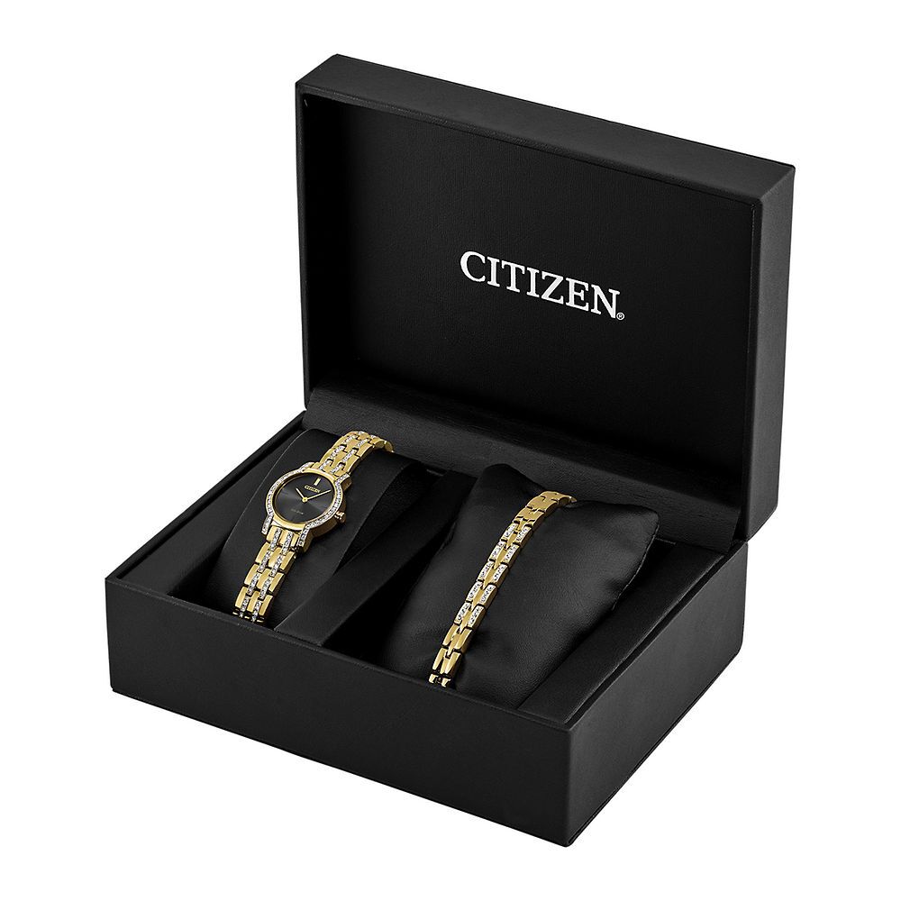 Watch Yellow Gold-Tone Crystal in Bracelet & Set Citizen