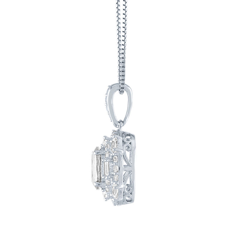 Lab Created White Sapphire Pendant in Sterling Silver