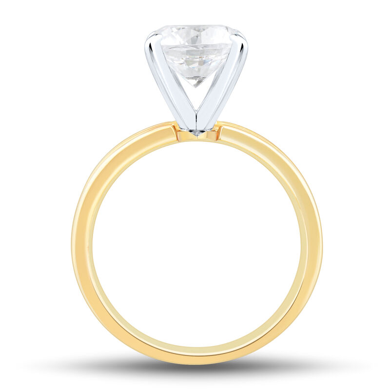 Solitaire Three-Row Semi-Mount Engagement Ring in 14K Yellow and White Gold &#40;Setting Only&#41;