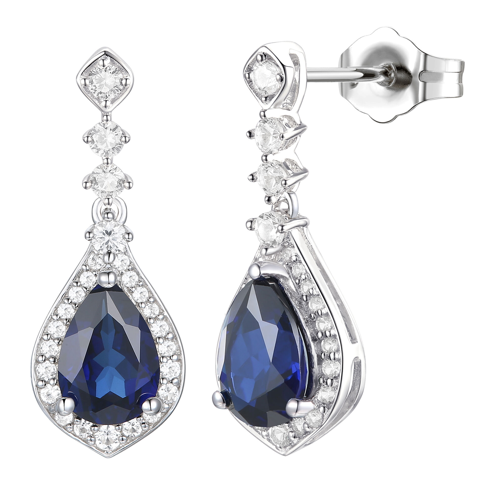 Lab Created Blue Sapphire Earrings