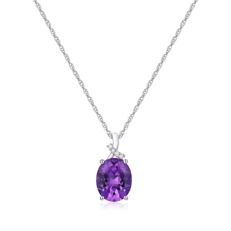 Amethyst and Diamond Accent Pendant in Sterling Silver