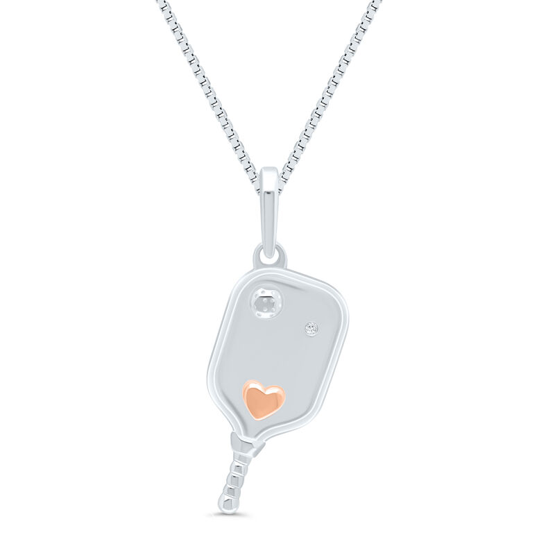 Diamond Pickleball Pendant in Sterling Silver