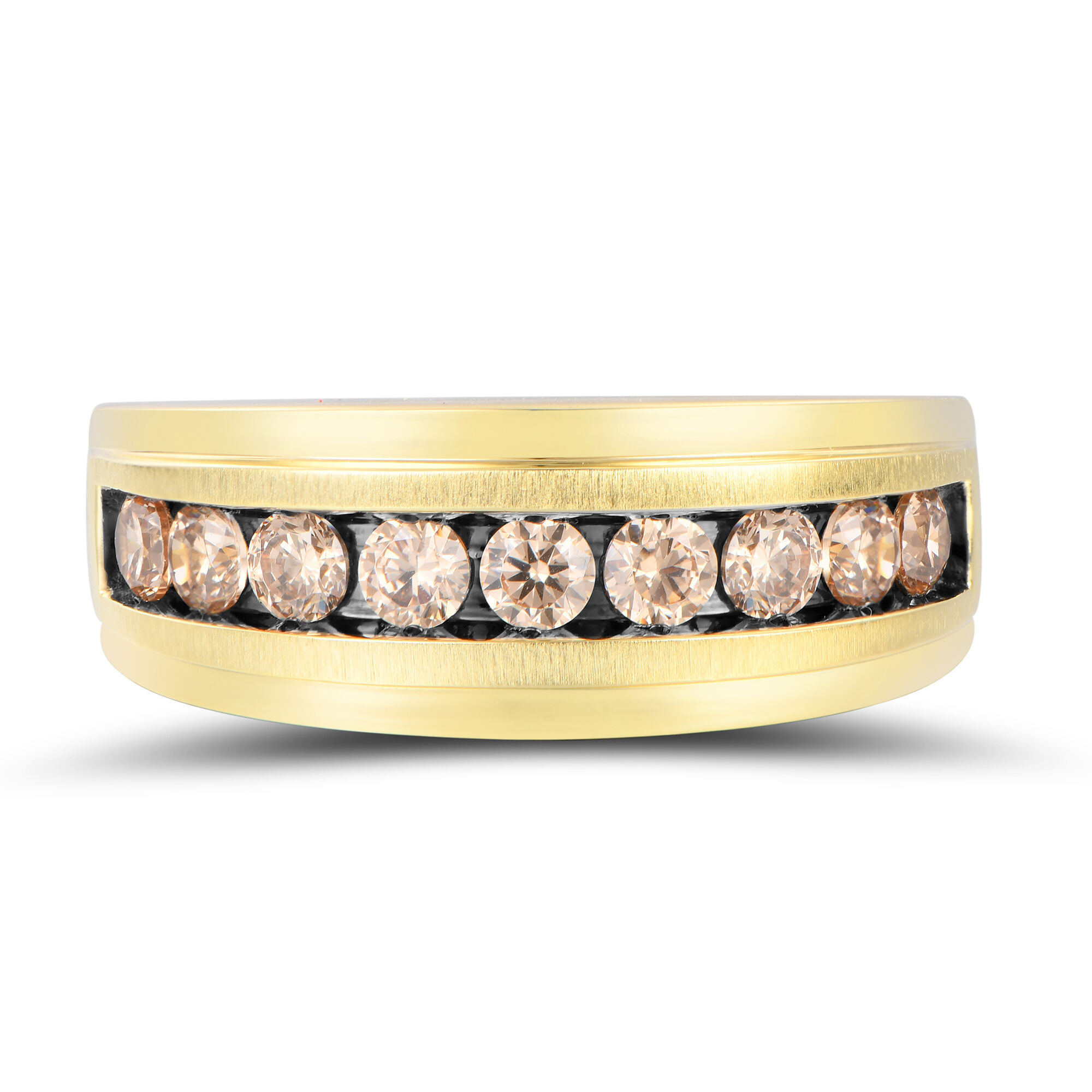 0.65ct Channel-Set Brown Diamond Wedding Ring Vintage Design