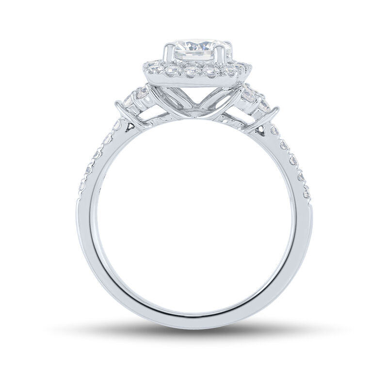 Lab Grown Diamond Engagement Ring with Cushion Halo in 14K White Gold &#40;1 1/4 ct. tw.&#41;