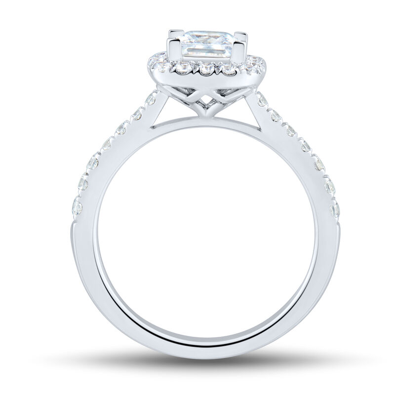 Lab Grown Diamond Princess-Cut Halo Engagement Ring in 14K White Gold &#40;1 1/2 ct. tw.&#41;