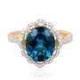 London Blue Topaz and and Diamond Ring in 10K Yellow Gold &#40;1/7 ct. tw.&#41;