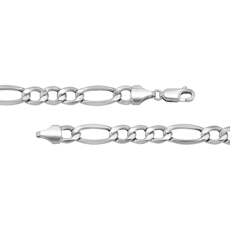 Hollow Figaro Chain in 14K White Gold, 7MM, 22&quot;