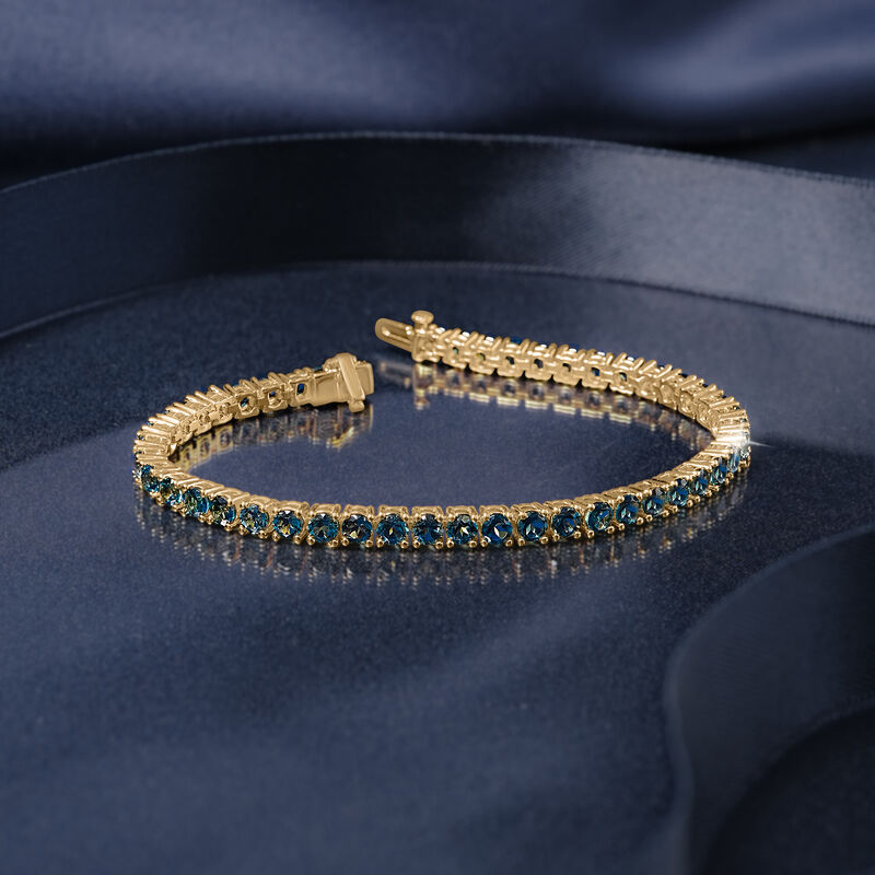 London Blue Topaz Tennis Bracelet in Vermeil, 3MM