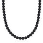 Men&#39;s Matte Black Onyx Bead Necklace in Stainless Steel