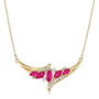 Diamond and Marquise Ruby Necklace in 14K Yellow Gold, 1/7 ct. tw