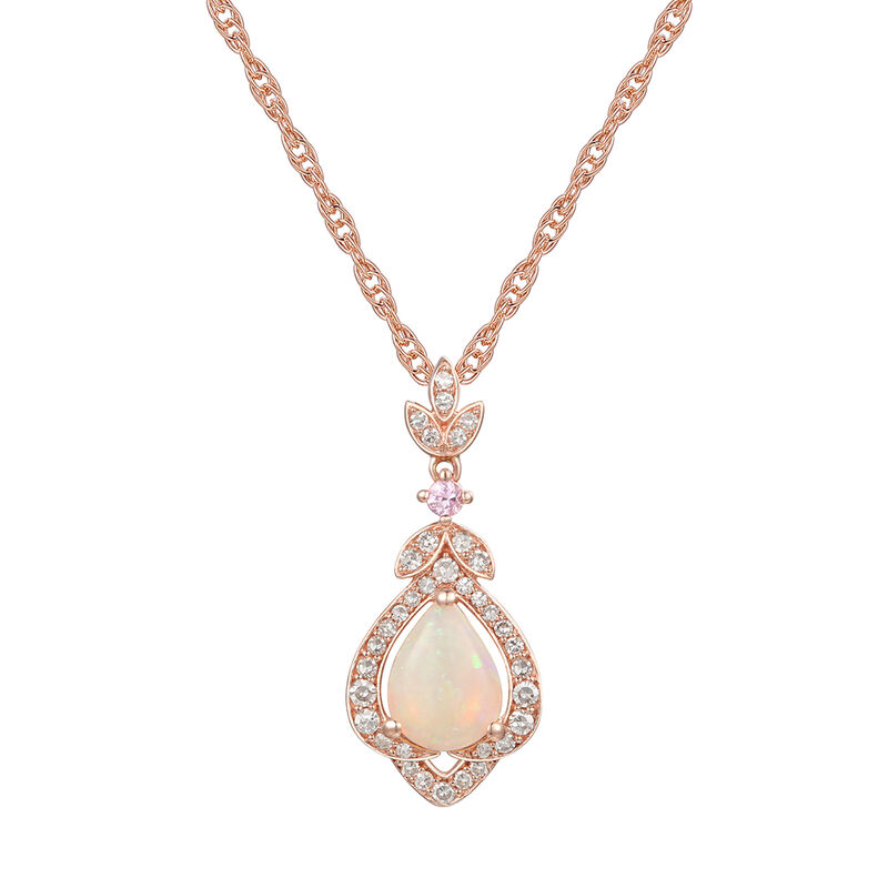 Color Blossom Pendant, Pink Gold, White Gold, Pink Opal And Diamonds -  Categories
