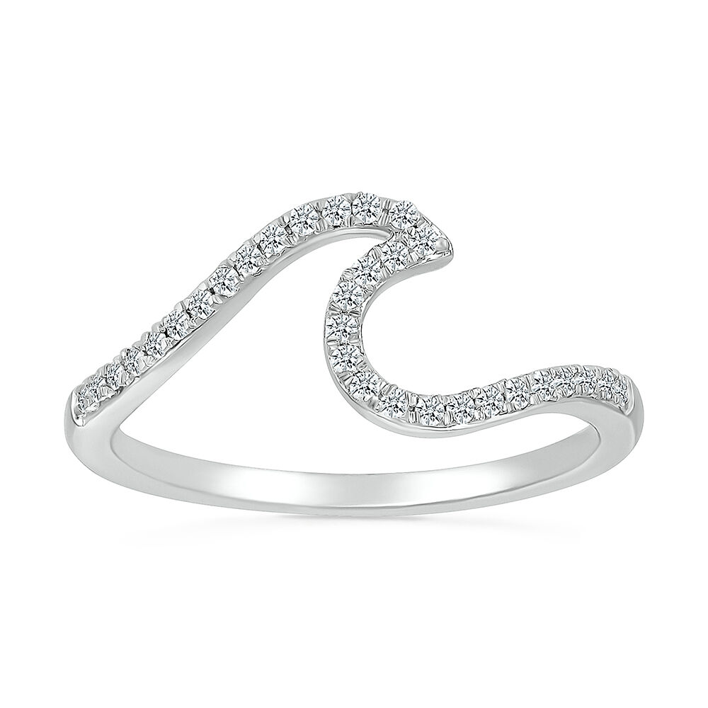 Diamond Wave Ring in Sterling Silver
