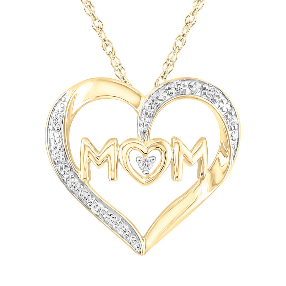 10K Rose Gold Heart 0.05CTW Diamond Mom Pendant | Ben Moss Jewellers