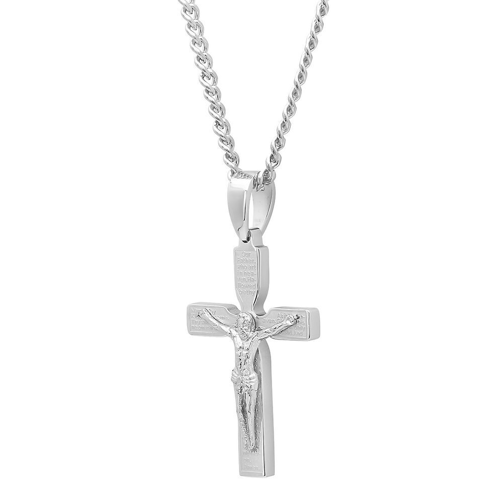 Black Stainless Steel Medium Cross Necklace — WE ARE ALL SMITH