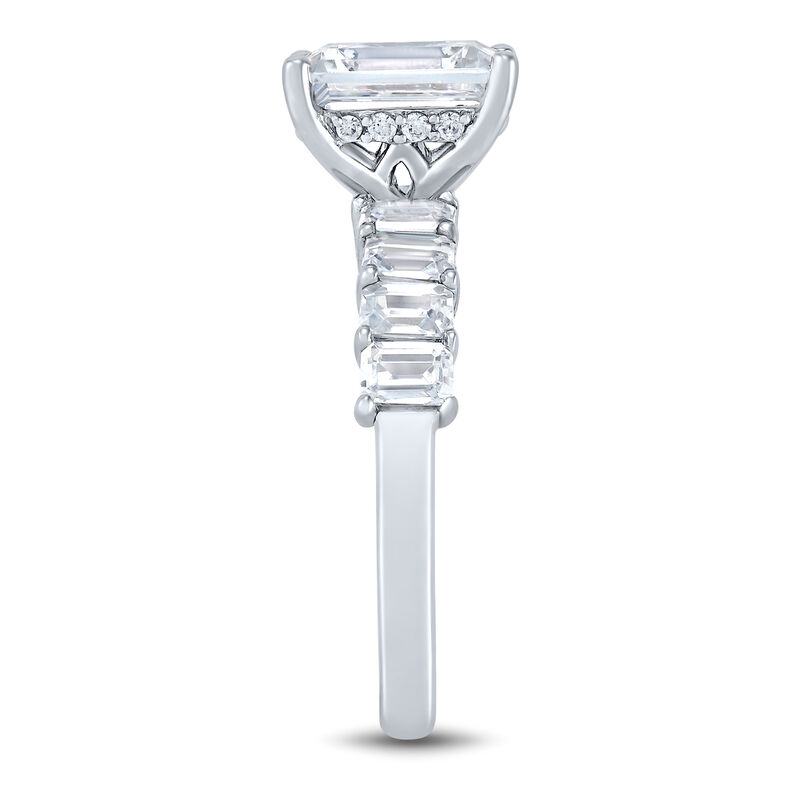 Lab Grown Diamond Emerald-Cut &amp; Round Engagement Ring in 14K White Gold &#40;3 ct. tw.&#41;