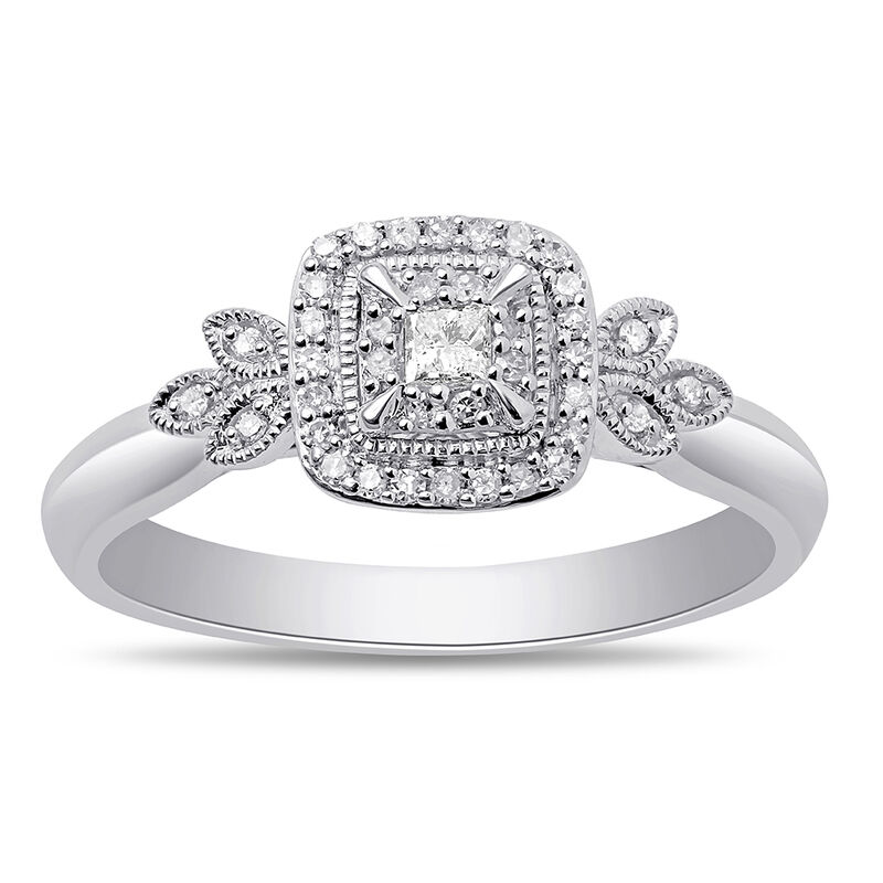 Princess-Cut Diamond Halo Promise Ring in Sterling Silver &#40;1/6 ct. tw.&#41;