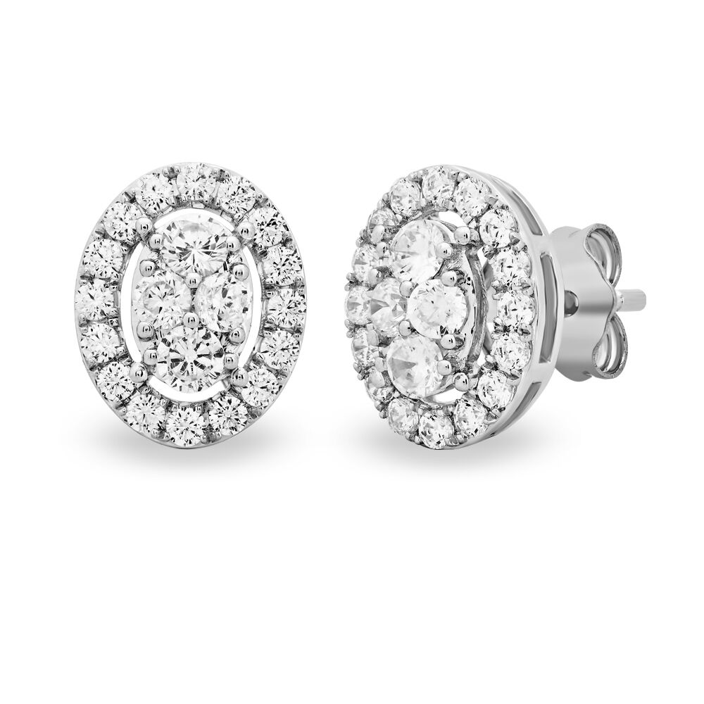 Oval Diamond Earrings 1.01 ct+1.20 ct J color VS2 | ต่างหูเพชร, สี