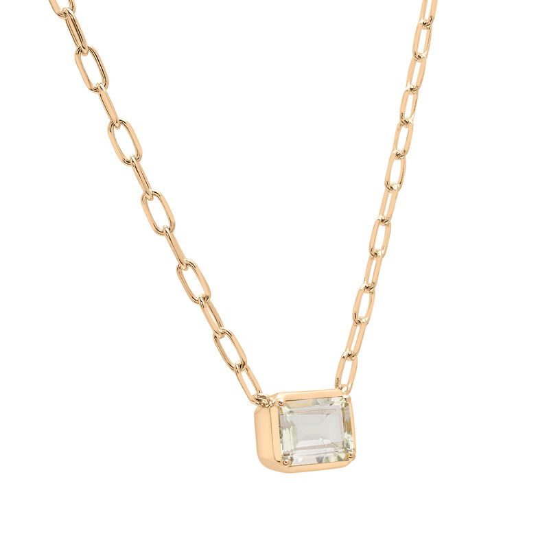 Green Amethyst Emerald-Cut Necklace in Vermeil