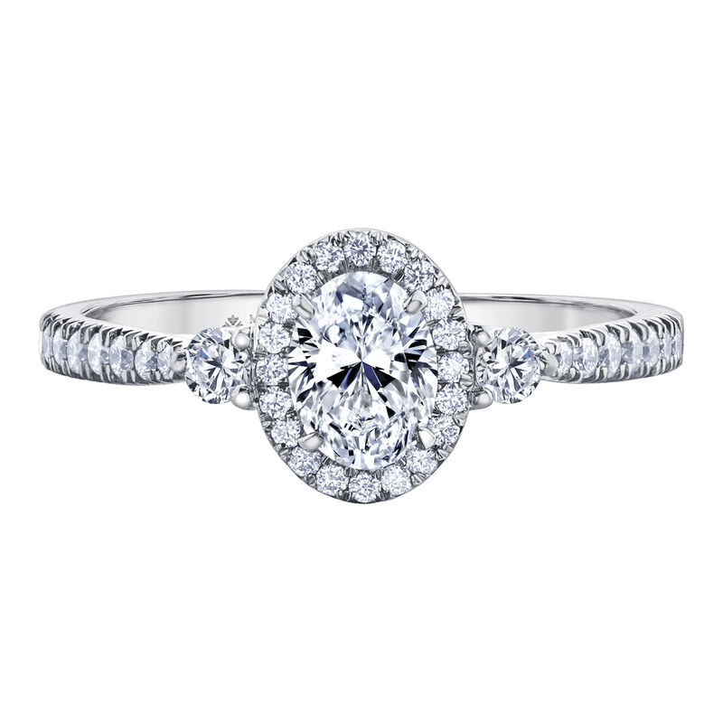 Oval-Shaped Diamond Halo Engagement Ring in 14K White Gold &#40;7/8 ct. tw.&#41;