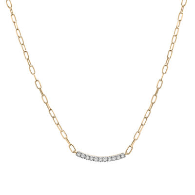 Diamond Curved Bar Necklace in Vermeil (1/7 ct. tw.)