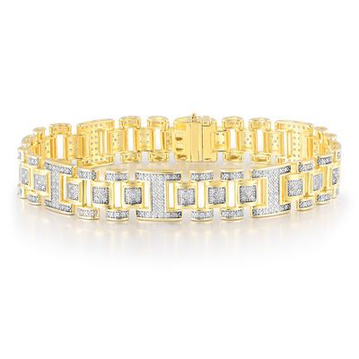Men’s Diamond Bracelet in 10K Yellow Gold (1 1/2 ct. tw.)