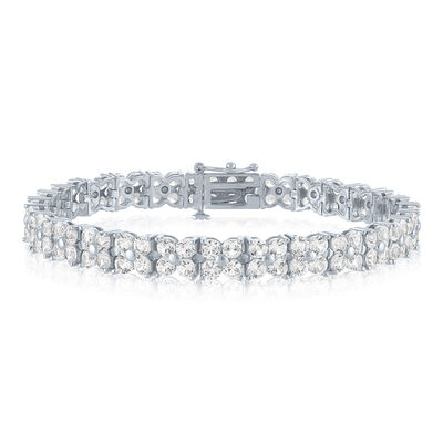 Lab-Created White Sapphire Double-Row Tennis Bracelet in Sterling Silver