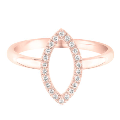 Marquise-Shaped Ring with Diamonds in 10K Rose Gold (1/10 ct. tw.)