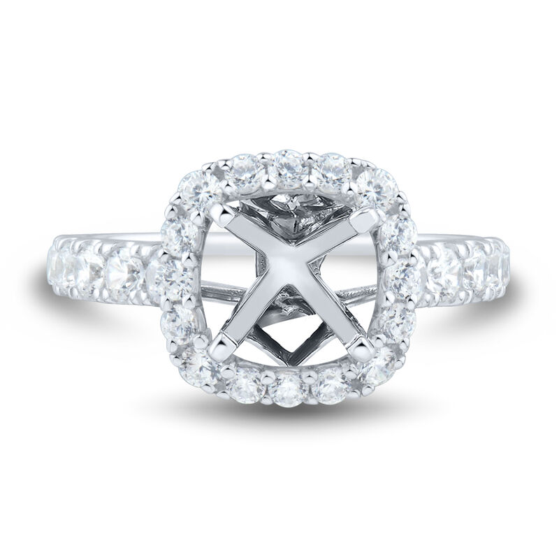 1 ct. tw. Round Lab Grown Diamond Halo Semi-Mount Engagement Ring in Platinum &#40;Setting Only&#41;