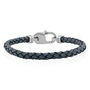 Gray Leather Bracelet in White Stainless Steel, 8.75&quot;