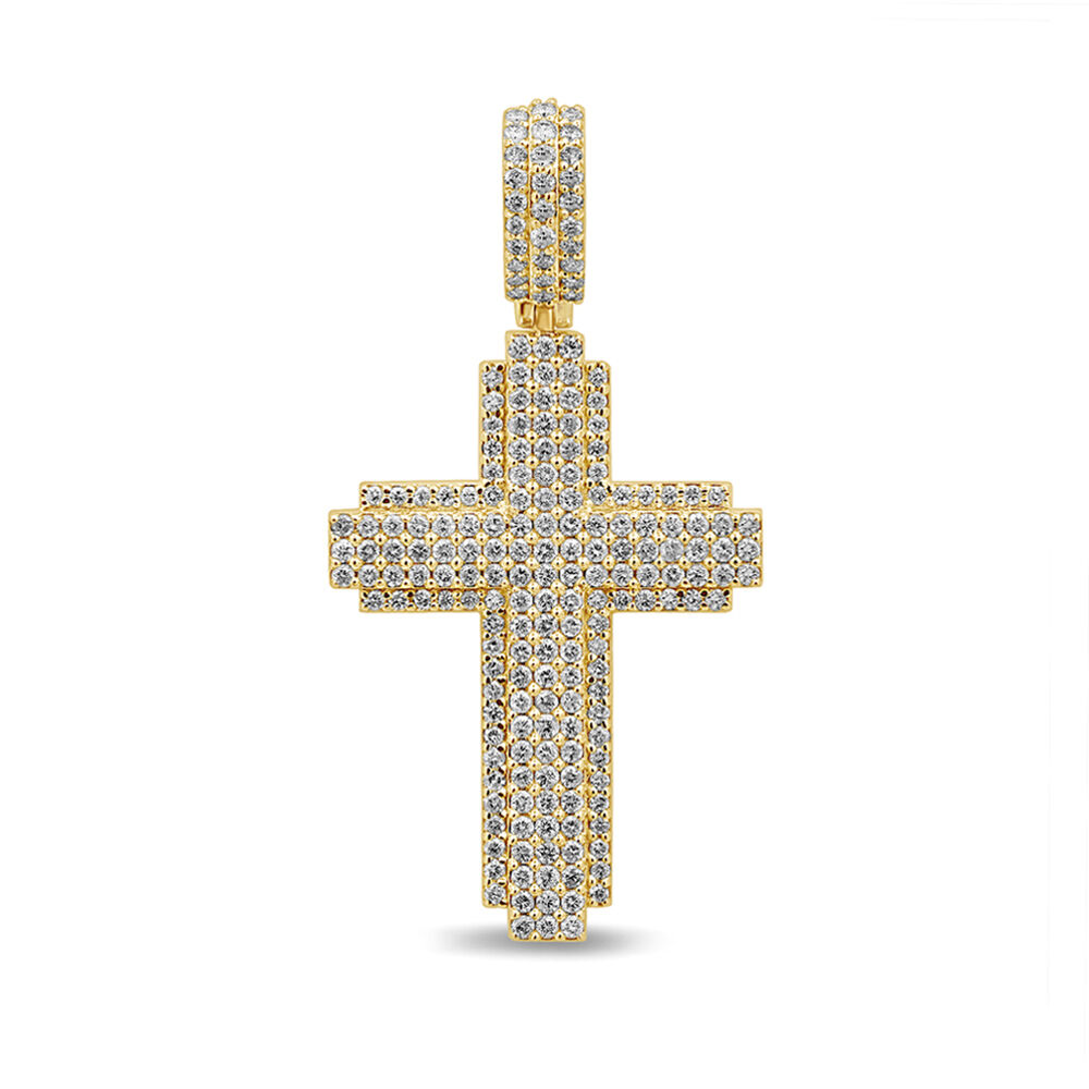 1/2 ct. tw. Diamond Cross Pendant in 10K Yellow Gold | Helzberg Diamonds