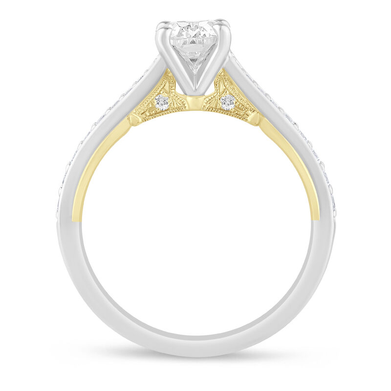 Fallon Oval-Shaped Diamond Engagement Ring in 14K White &amp; Yellow Gold &#40;1 1/5 ct. tw.&#41;