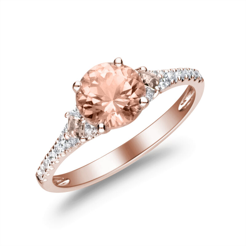 Morganite and Diamond Ring Set in 14K Rose Gold