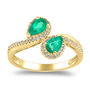 Emerald &amp; Diamond Bypass Ring in 10K Yellow Gold &#40;1/5 ct. tw.&#41;